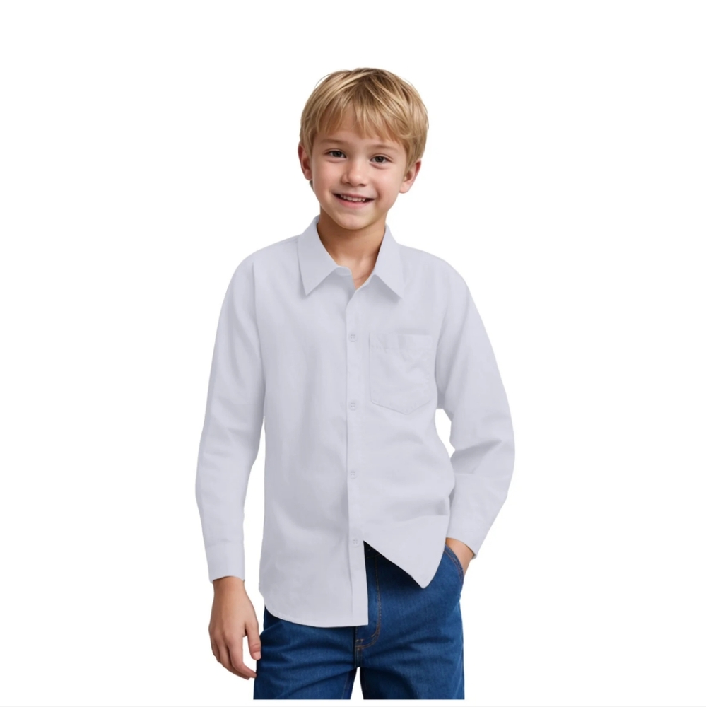 Amazon Essentials  Boys,White Button Down Shirt, New, Size 6_7